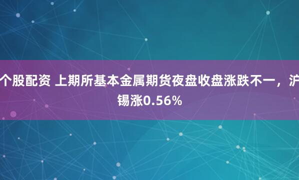 个股配资 上期所基本金属期货夜盘收盘涨跌不一，沪锡涨0.56%